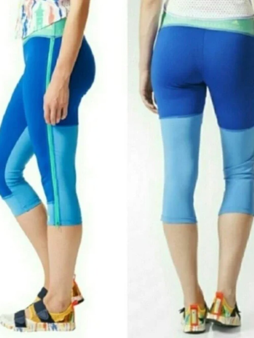 Adidas x Stella McCartney Sport Crop Capri Leggings Zip Up Sides M
